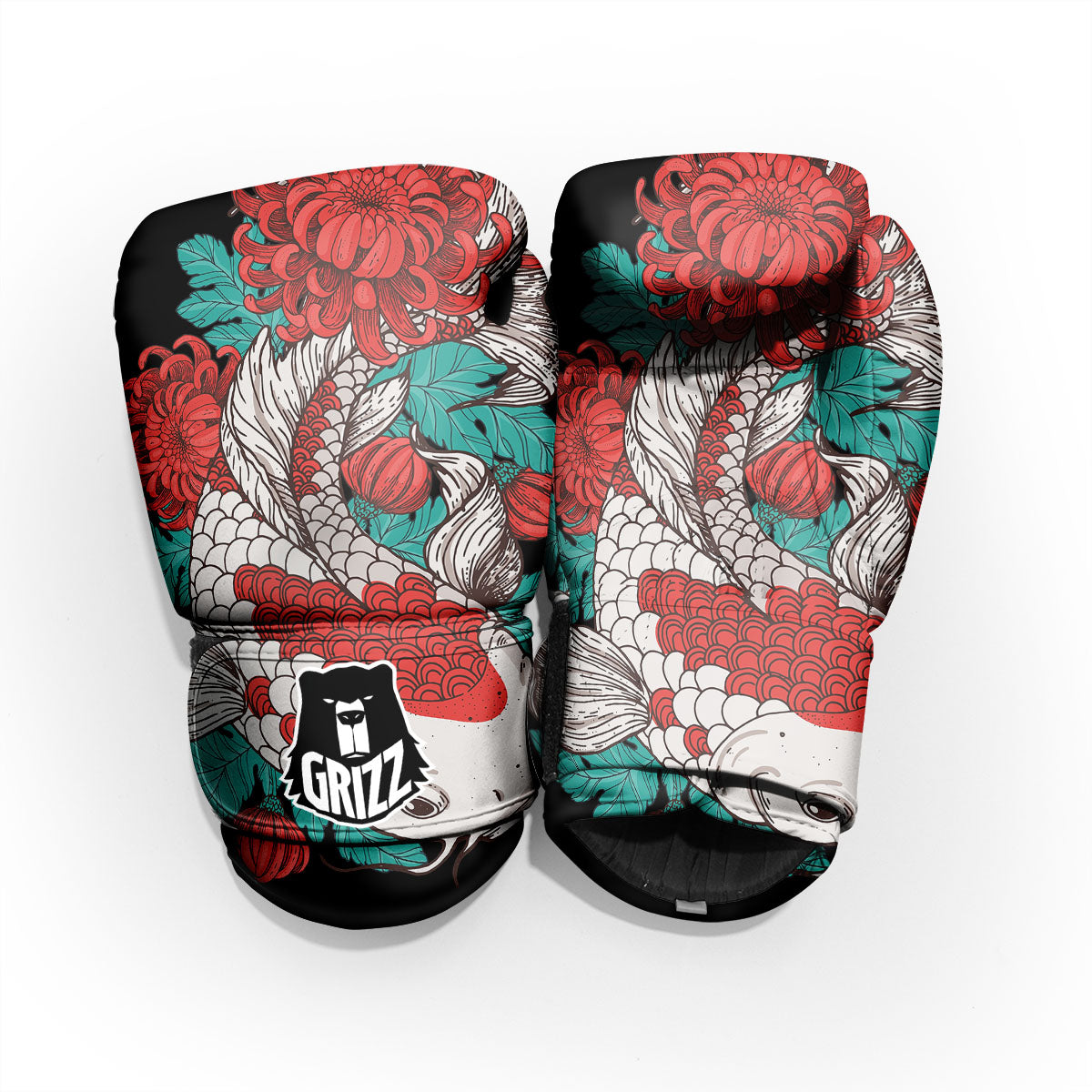 Chrysanthemums And Japanese Koi Print Pro Boxing Glove