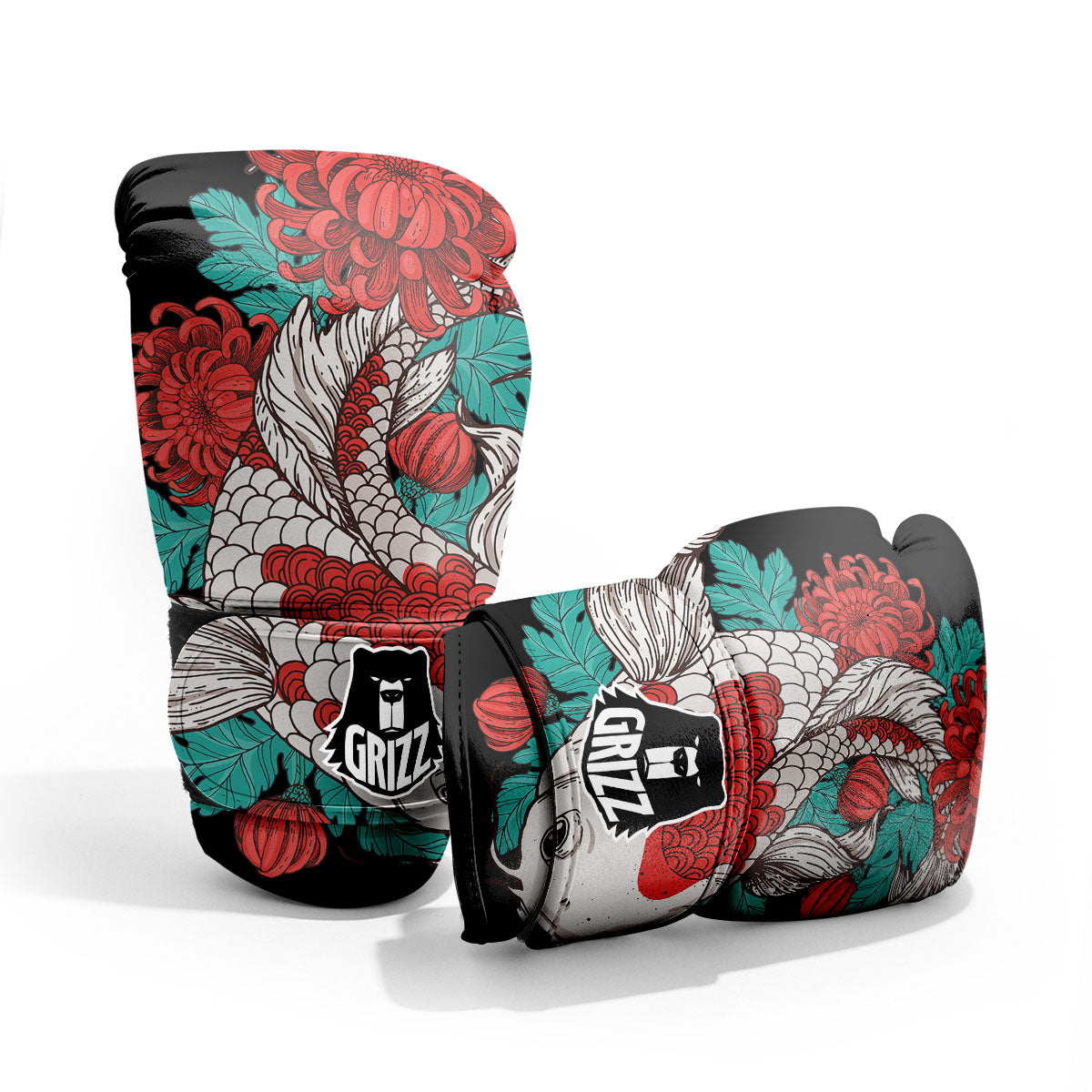 Chrysanthemums And Japanese Koi Print Pro Boxing Glove