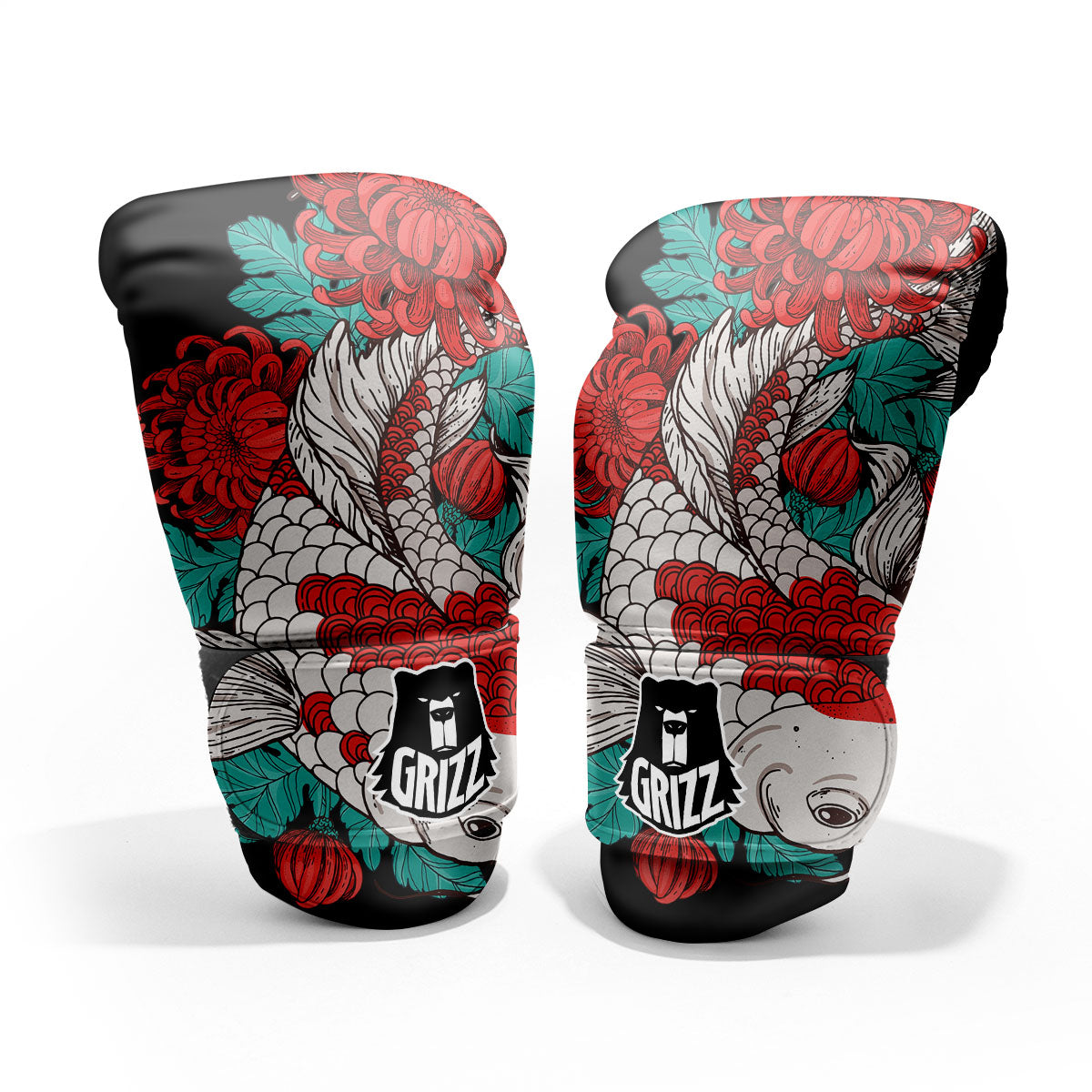 Chrysanthemums And Japanese Koi Print Pro Boxing Glove
