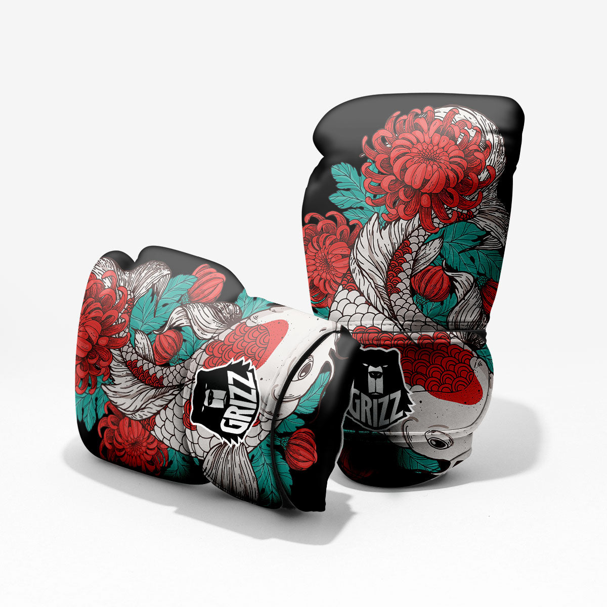 Chrysanthemums And Japanese Koi Print Pro Boxing Glove