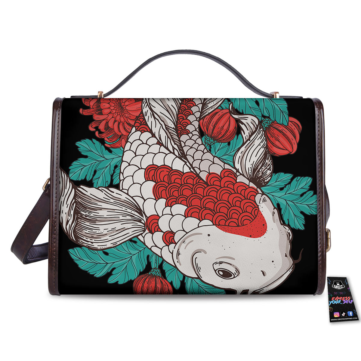 Chrysanthemums And Japanese Koi Print Women's Satchel Bag