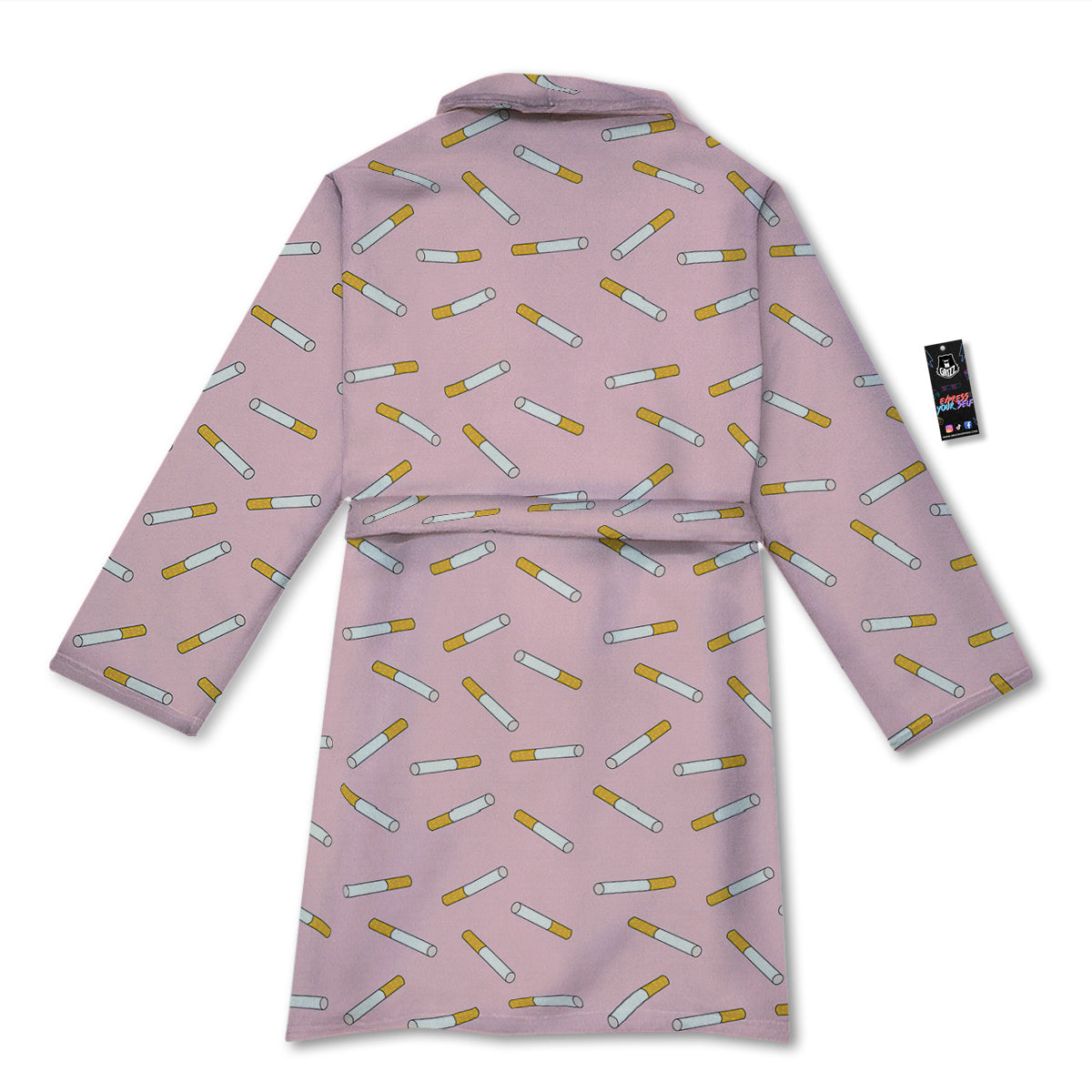 Cigarette And Pink Print Pattern Bathrobe-grizzshop