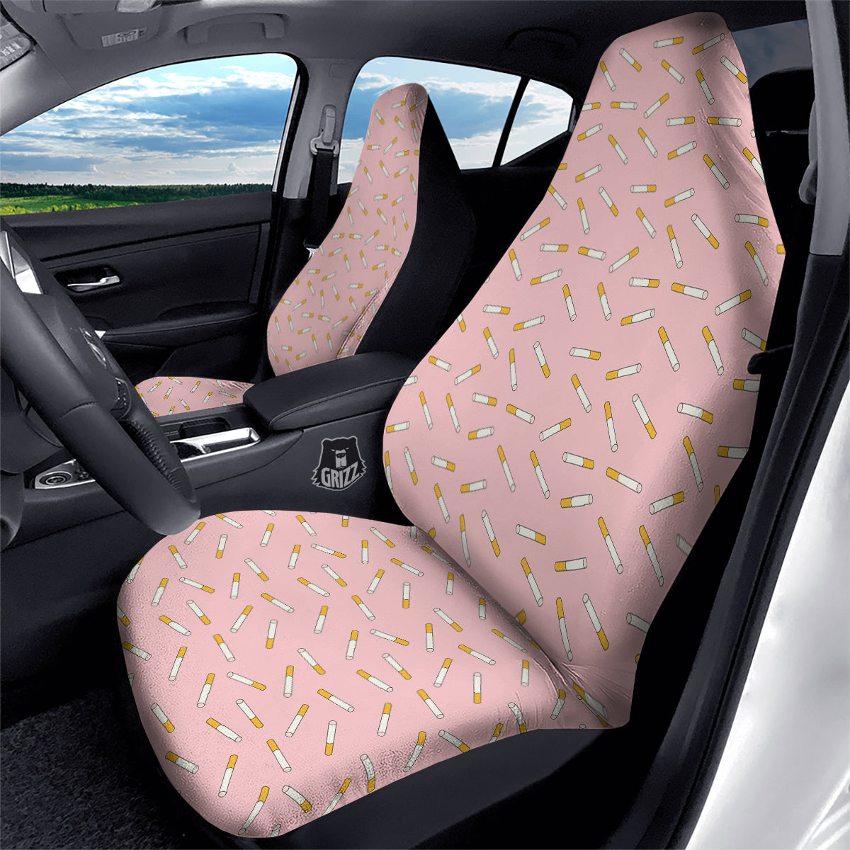 Cigarette And Pink Print Pattern Car Seat Covers-grizzshop