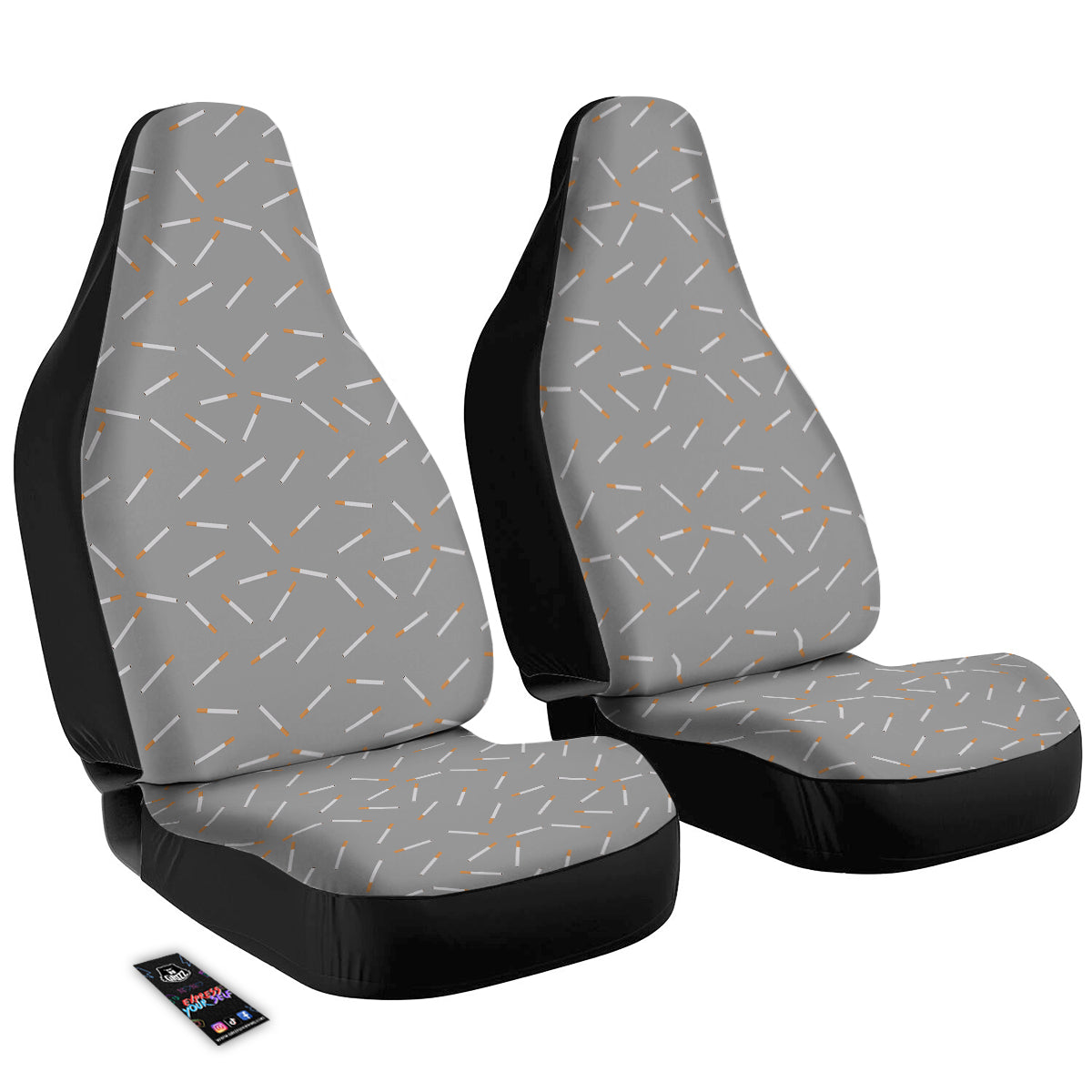 Cigarette Gray Print Pattern Car Seat Covers-grizzshop