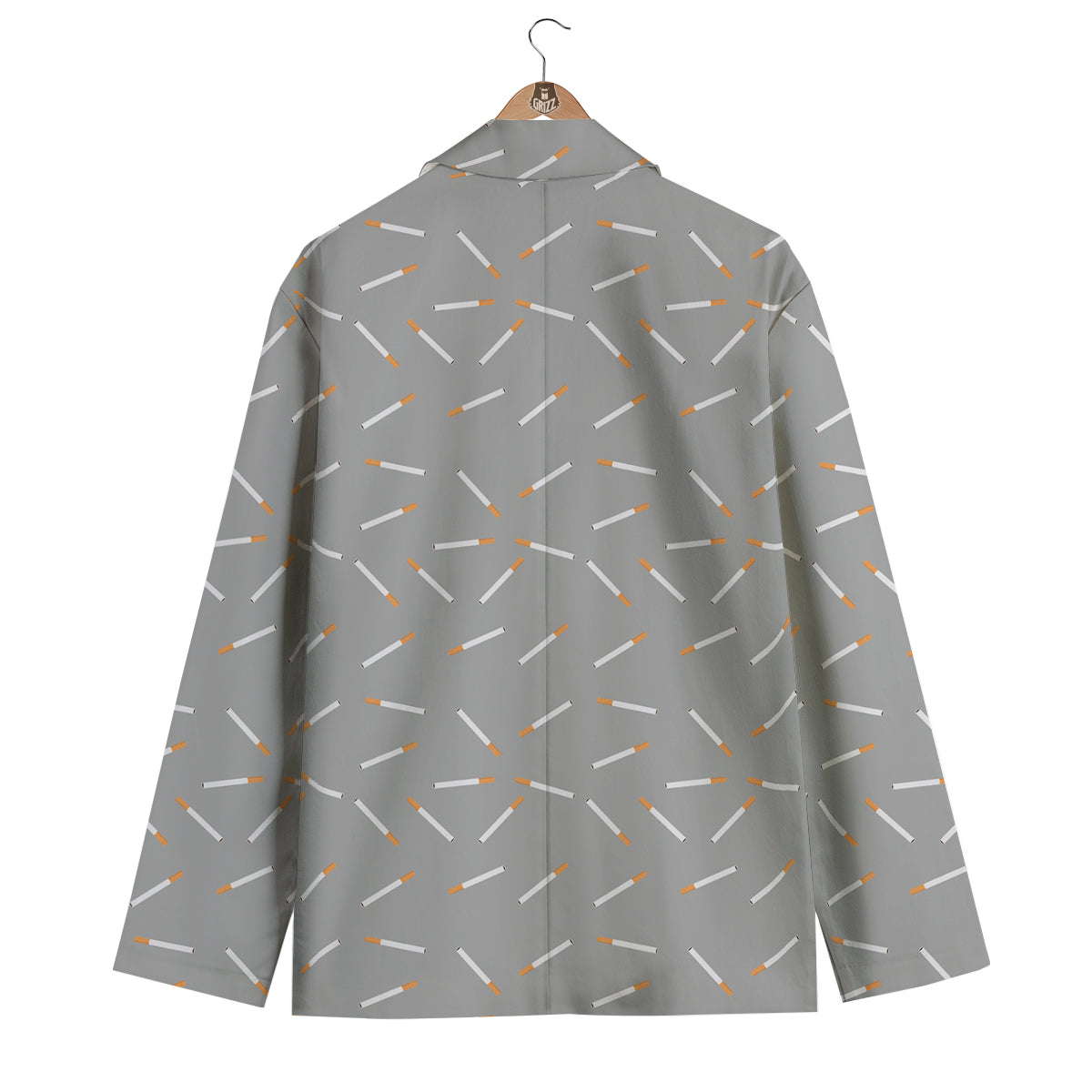 Cigarette Gray Print Pattern Men's Blazer-grizzshop