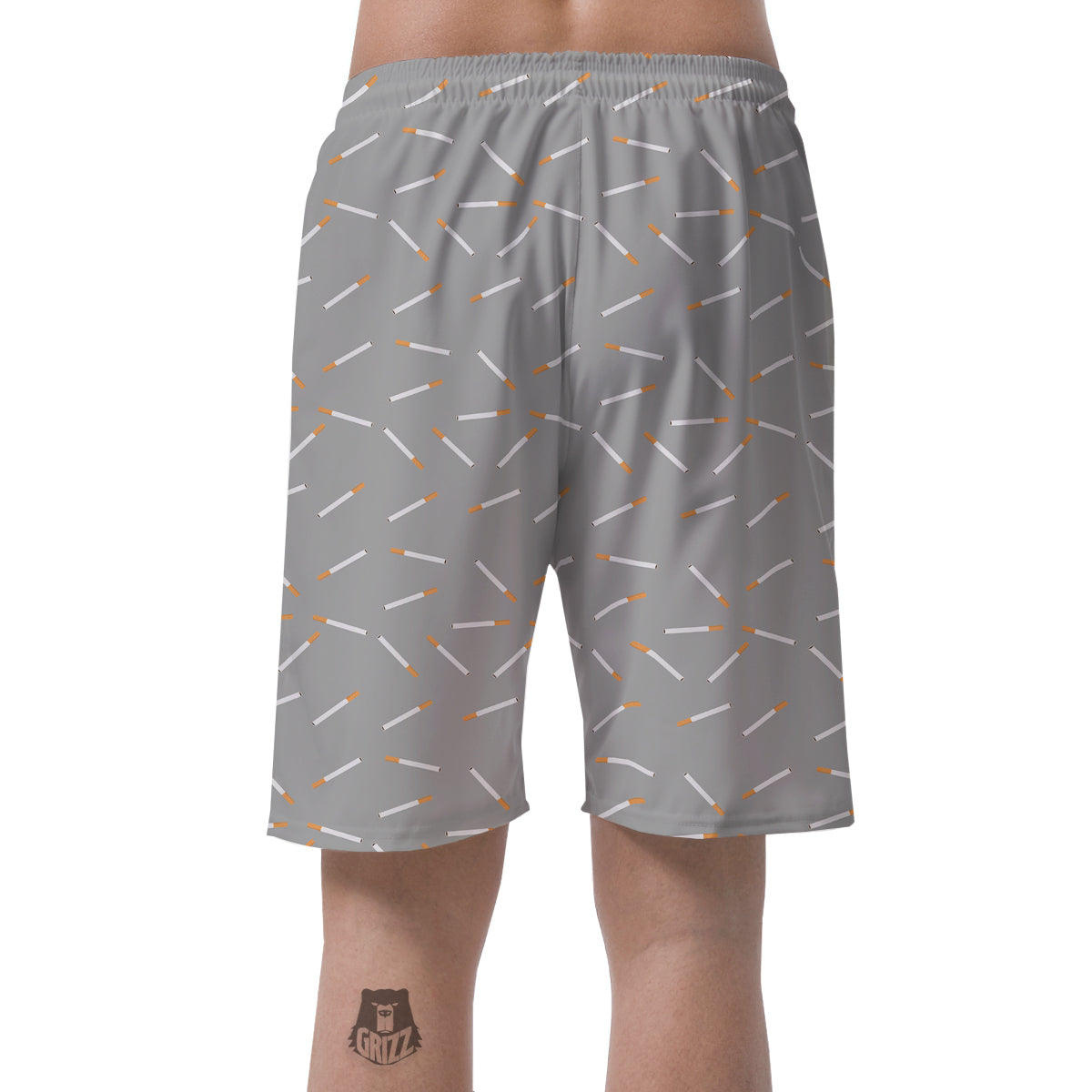 Cigarette Gray Print Pattern Men's Shorts-grizzshop