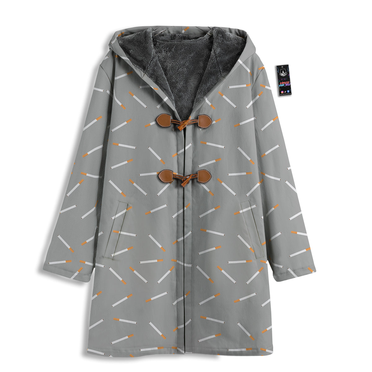Cigarette Gray Print Pattern Men's Windbreaker Jacket-grizzshop