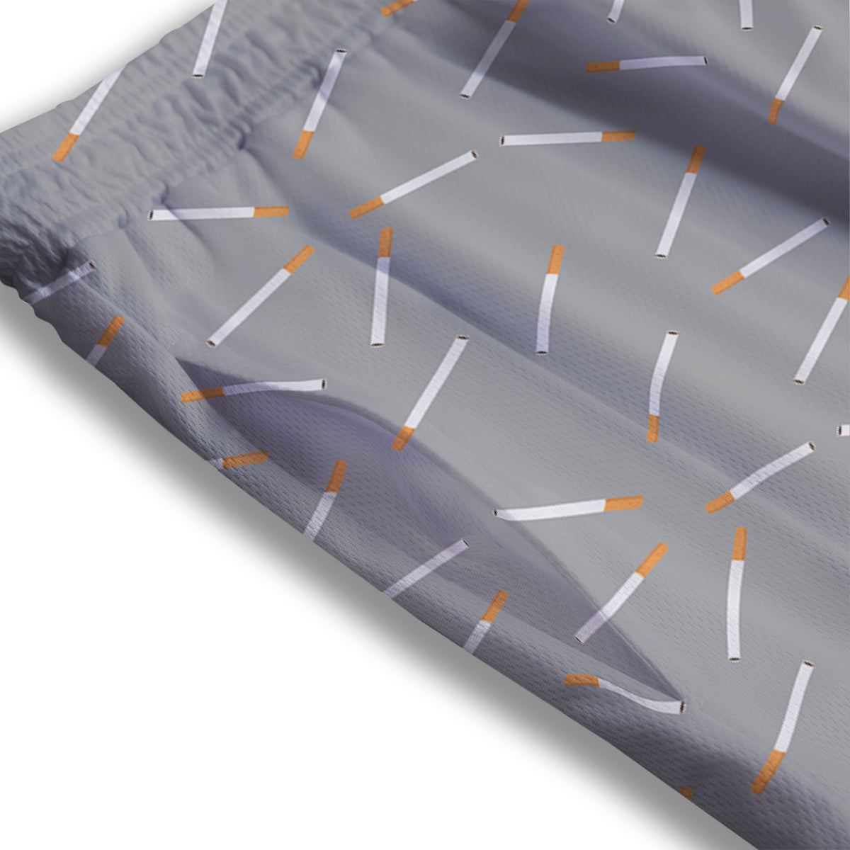 Cigarette Gray Print Pattern Mesh Shorts-grizzshop