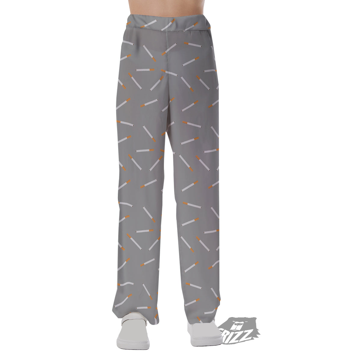 Cigarette Gray Print Pattern Pajama Pants-grizzshop