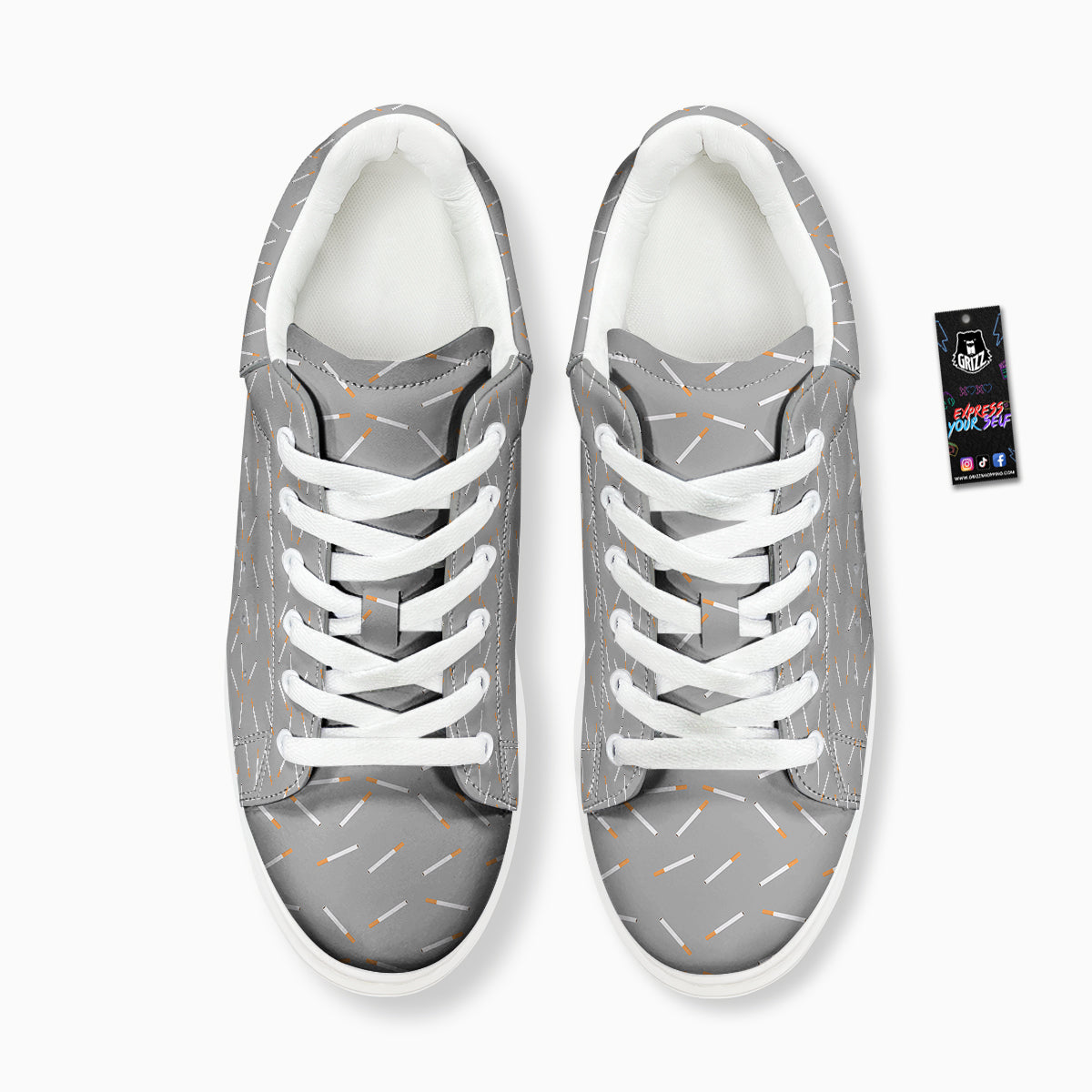 Cigarette Gray Print Pattern Platform Shoes-grizzshop