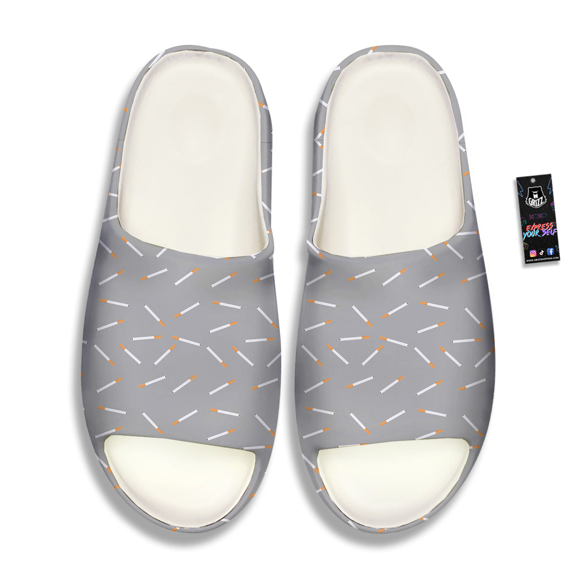 Cigarette Gray Print Pattern Sandals-grizzshop
