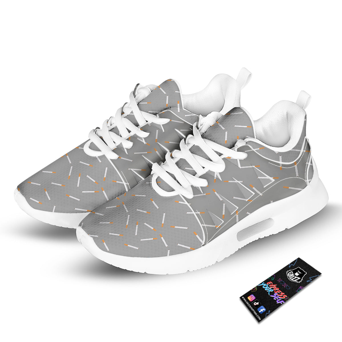 Cigarette Gray Print Pattern Tennis Shoes-grizzshop