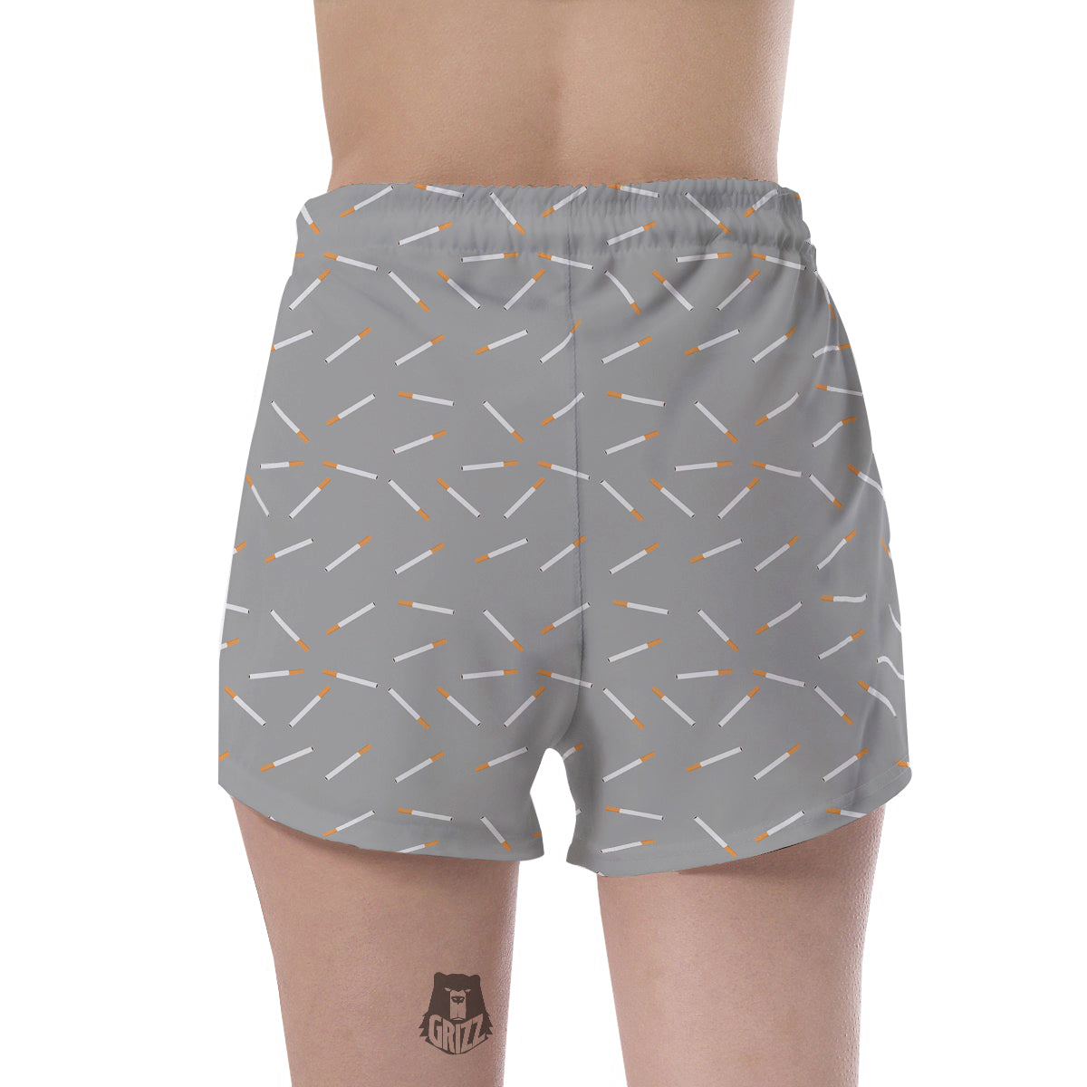 Cigarette Gray Print Pattern Women's Shorts-grizzshop