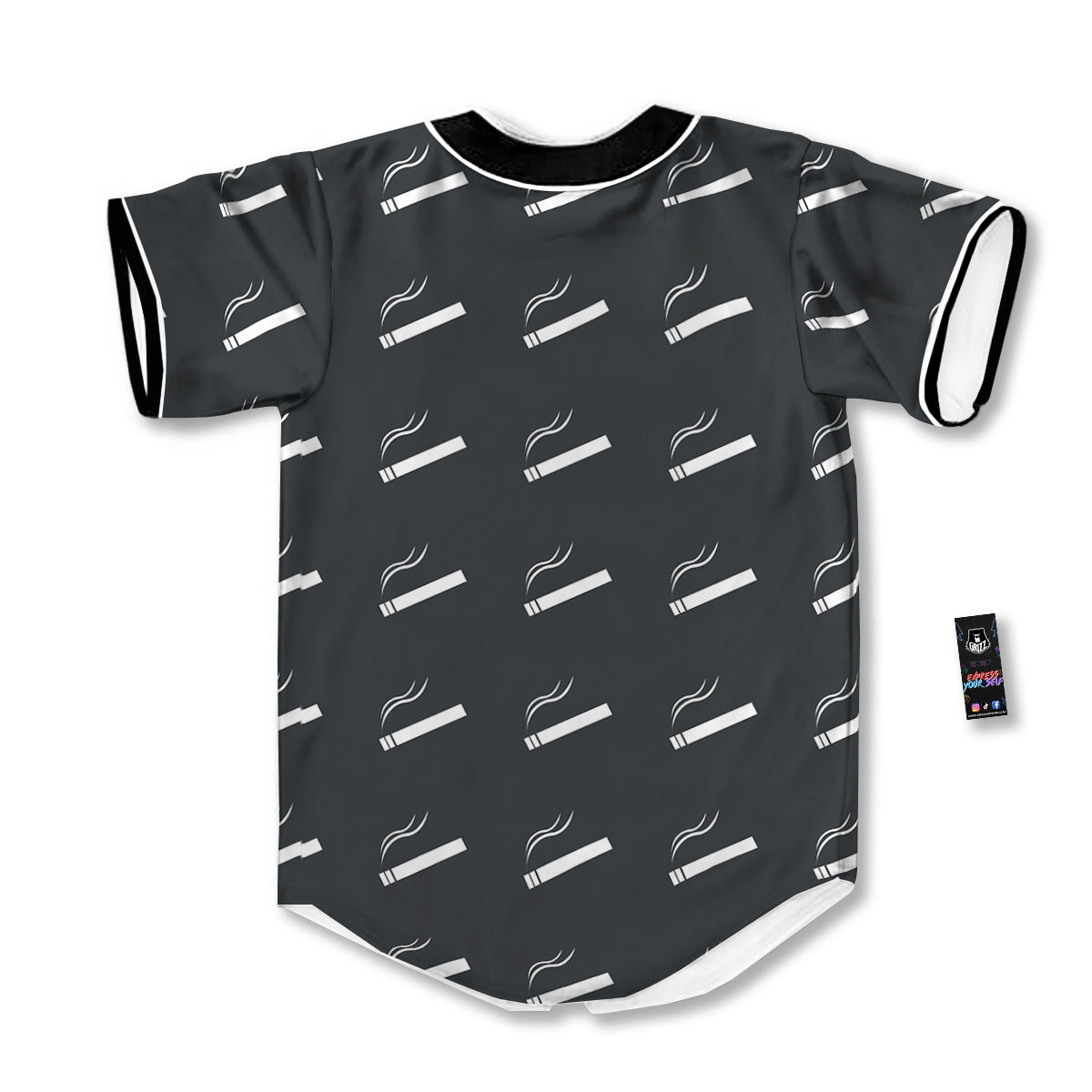 Cigarette Print Pattern Baseball Jersey-grizzshop
