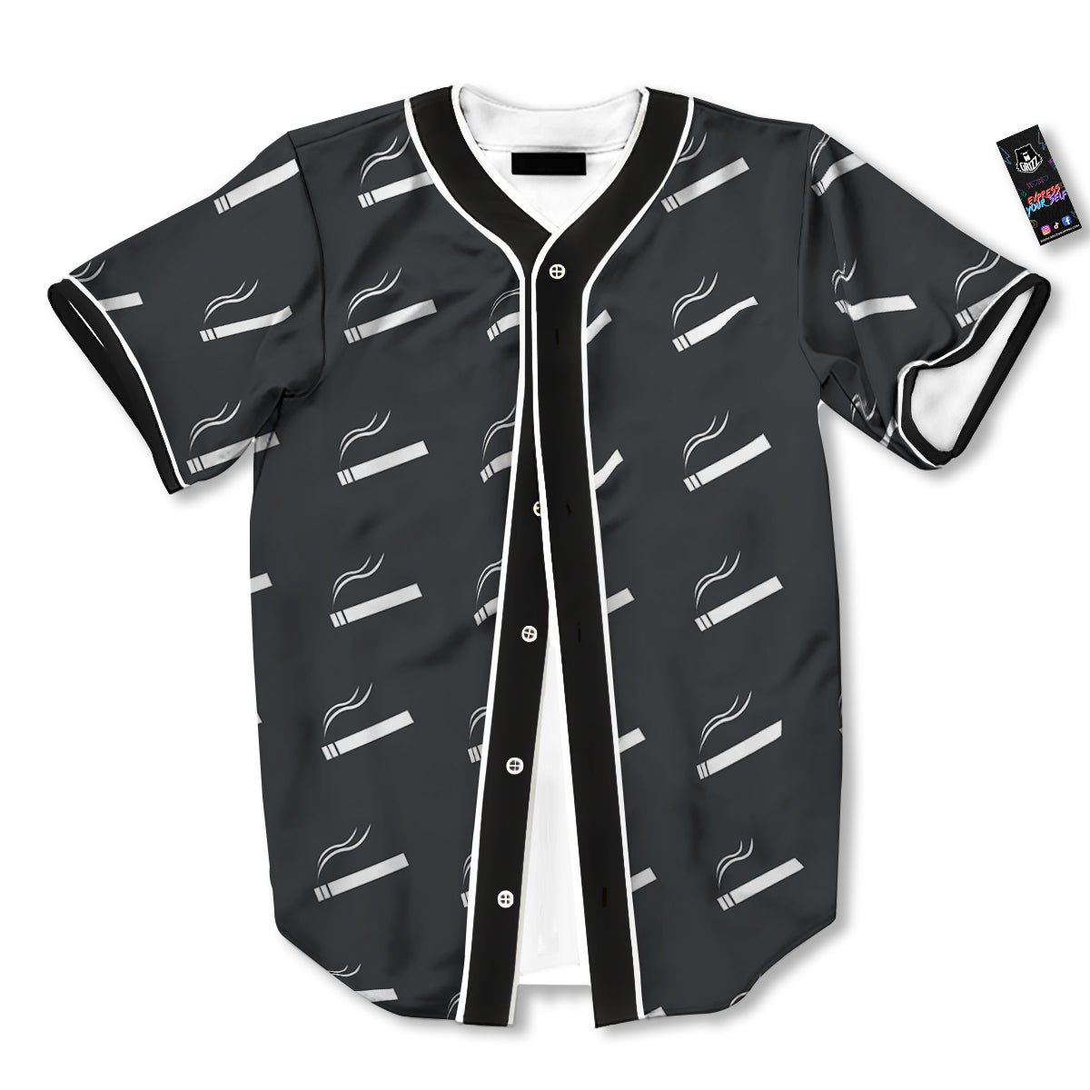 Cigarette Print Pattern Baseball Jersey-grizzshop