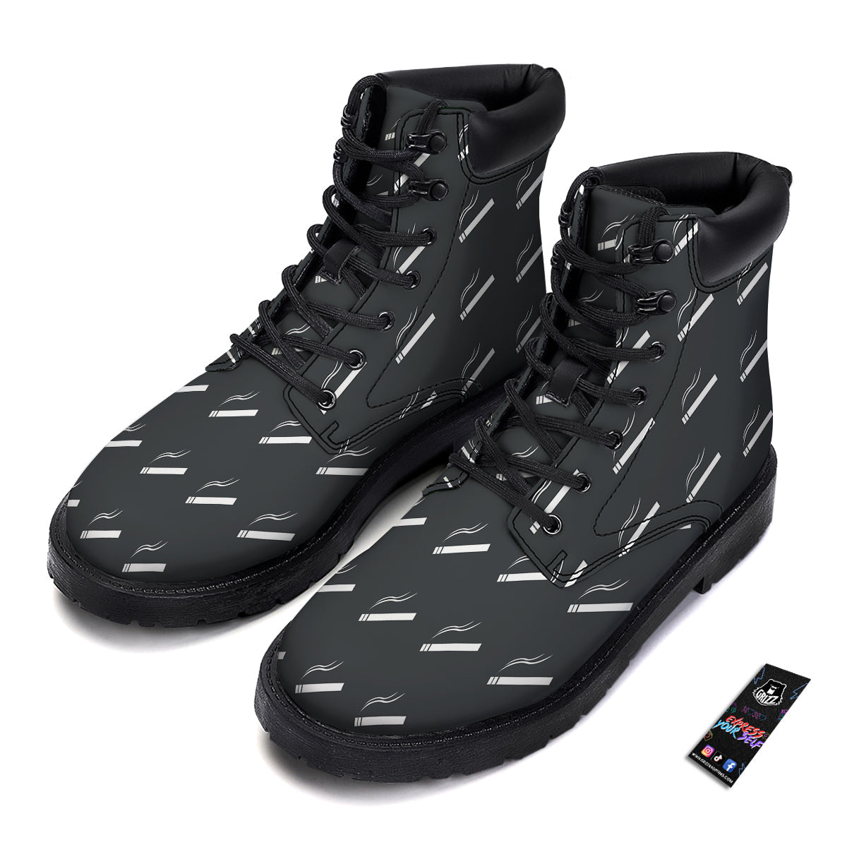 Cigarette Print Pattern Boots-grizzshop