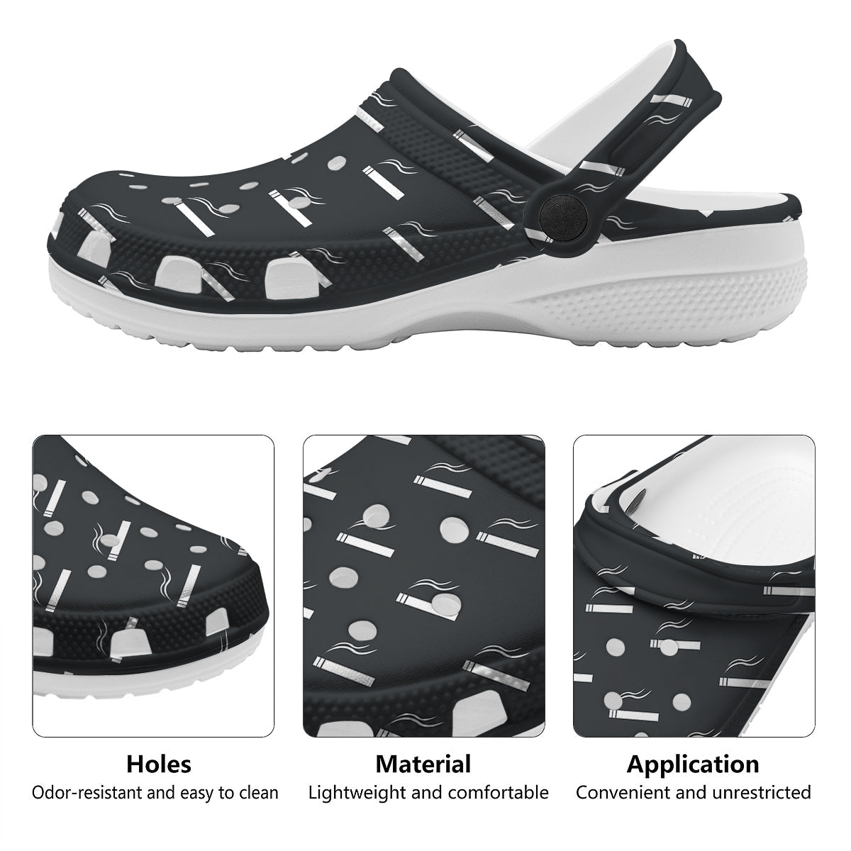 Cigarette Print Pattern Clog-grizzshop