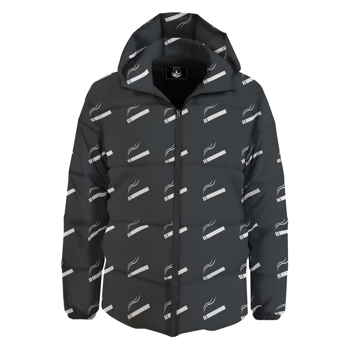 Cigarette Print Pattern Down Jacket-grizzshop