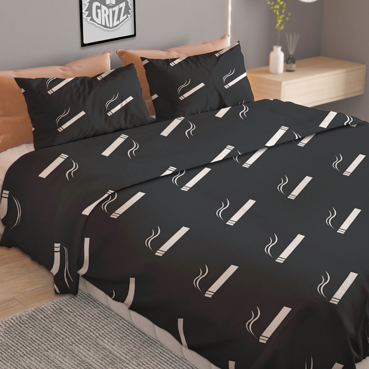 Cigarette Print Pattern Duvet Cover Bedding Set-grizzshop