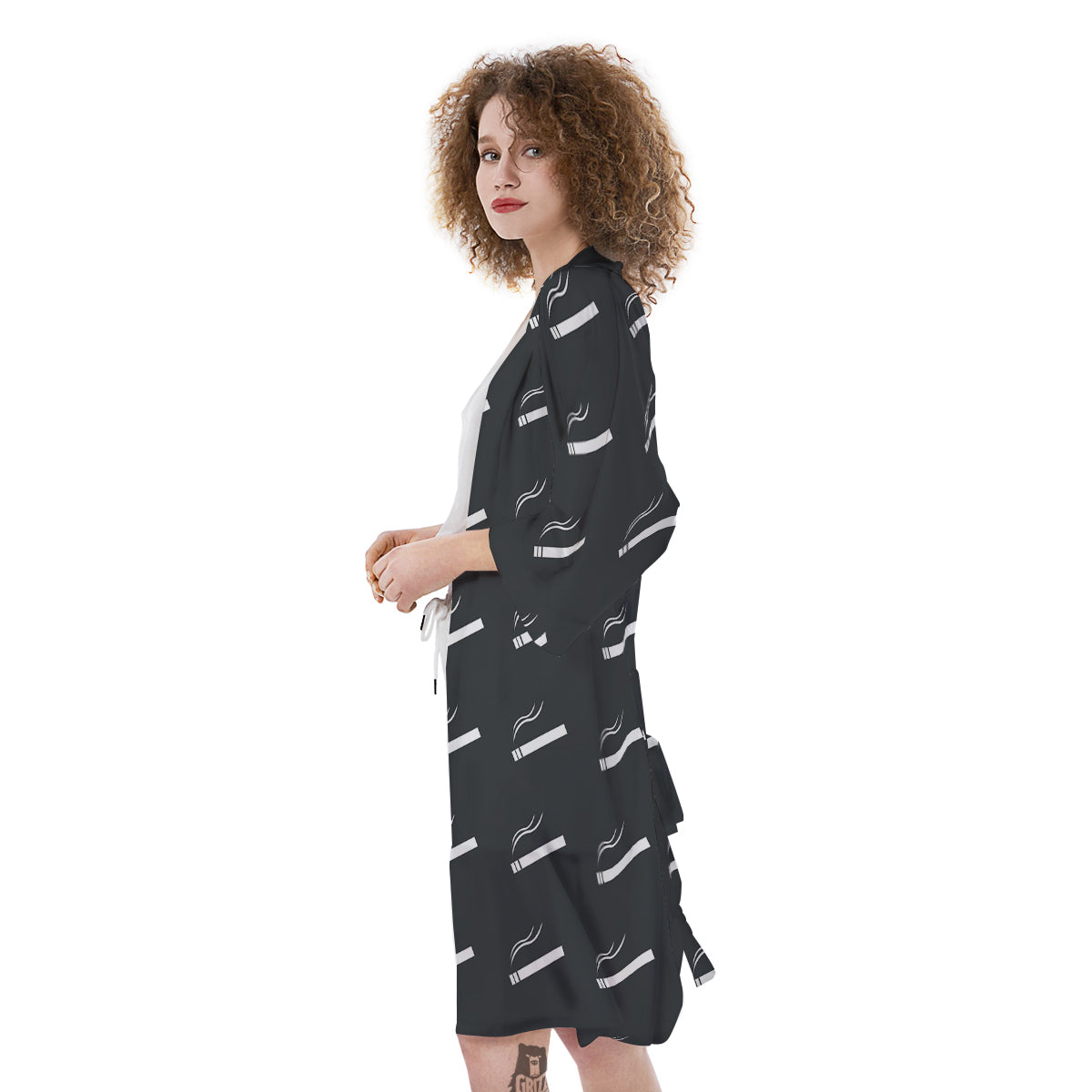 Cigarette Print Pattern Kimono-grizzshop