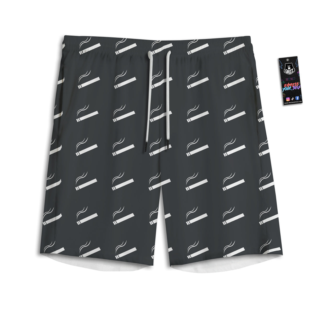 Cigarette Print Pattern Men's Athletic Shorts-grizzshop