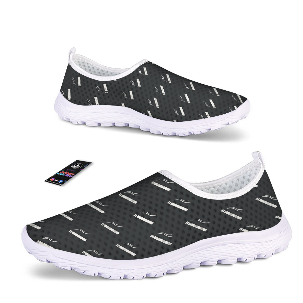 Cigarette Print Pattern Nurse Shoes-grizzshop