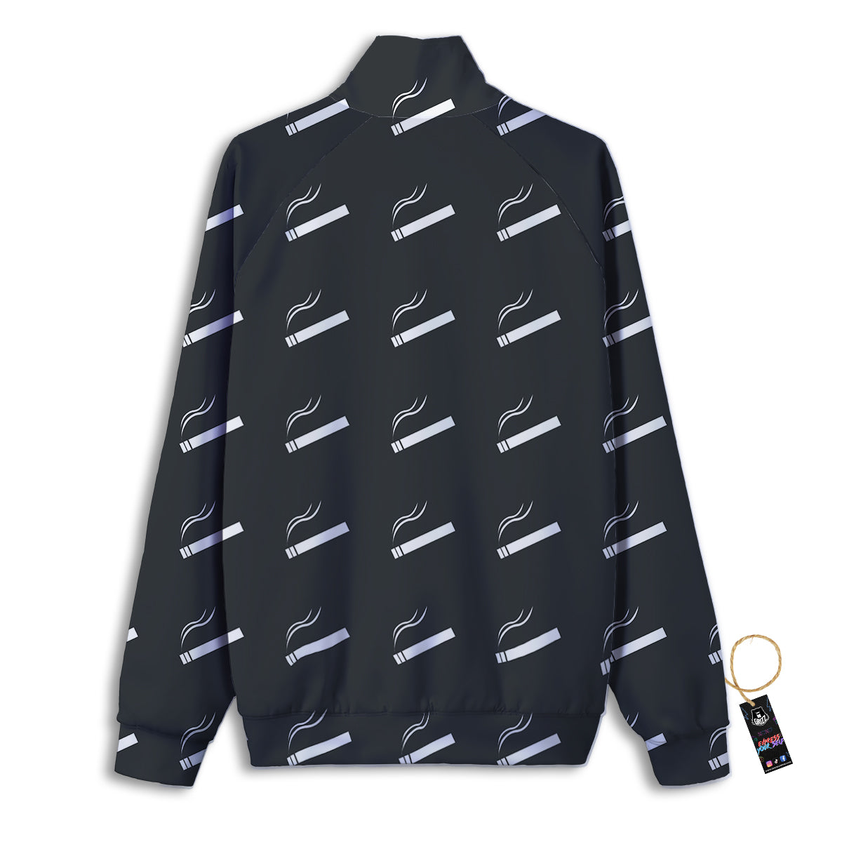 Cigarette Print Pattern Track Jacket-grizzshop