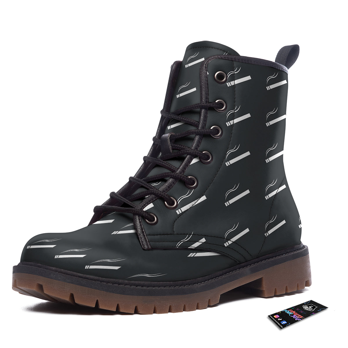Cigarette Print Pattern Work Boots-grizzshop