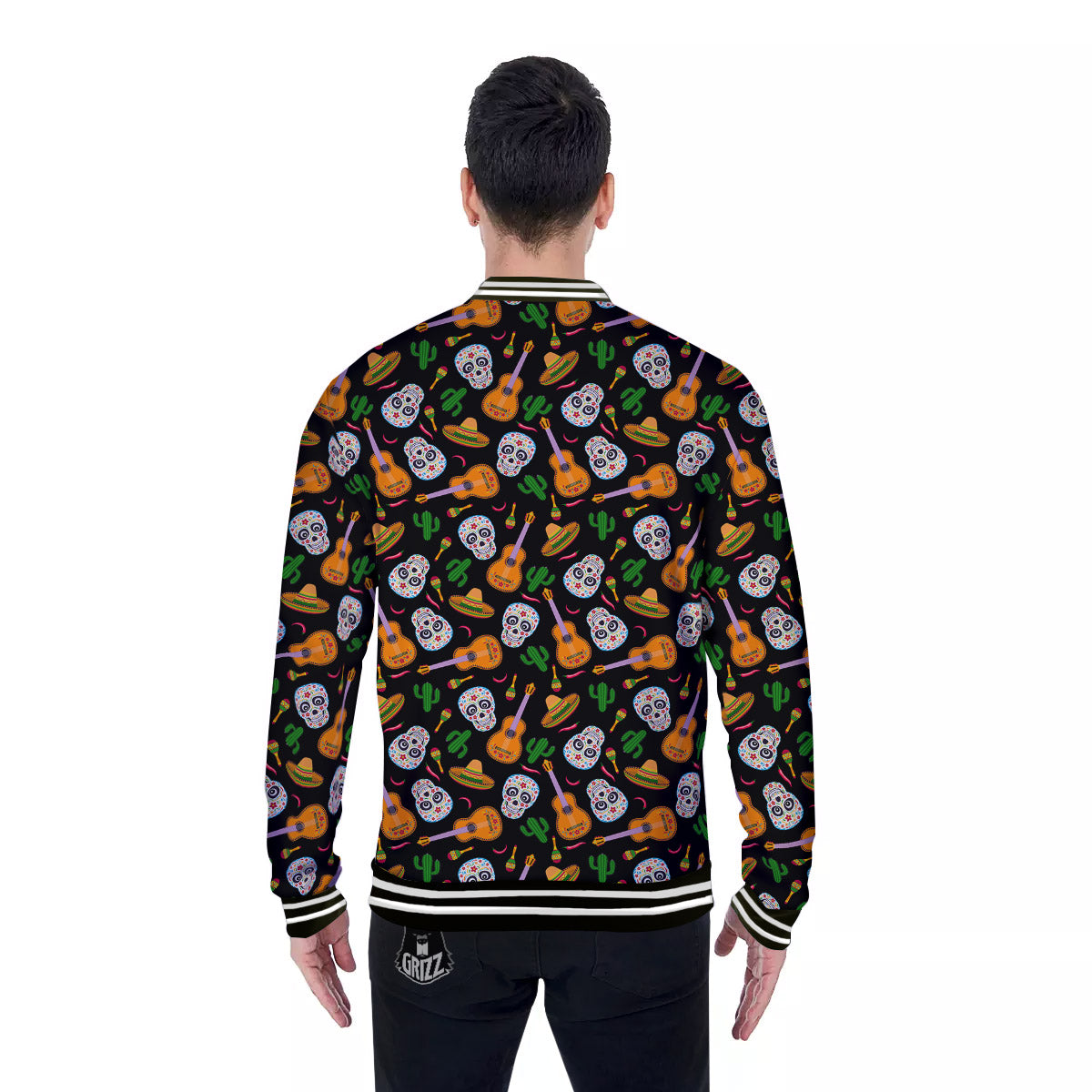 Cinco de Mayo Cartoon Print Pattern Baseball Jacket-grizzshop