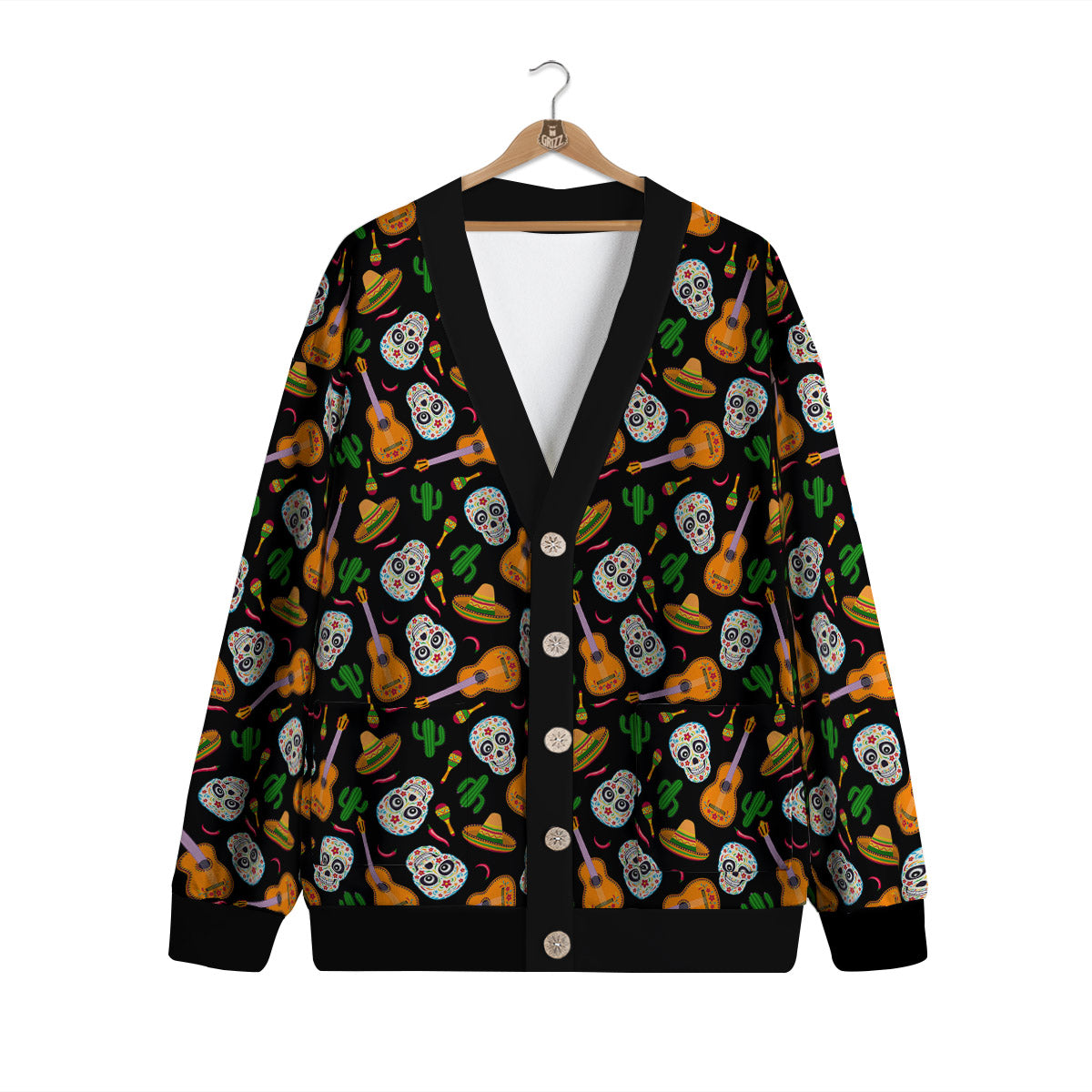 Cinco de Mayo Cartoon Print Pattern Cardigan-grizzshop