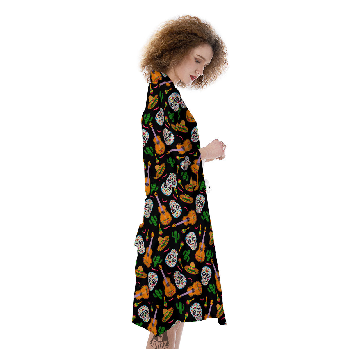 Cinco de Mayo Cartoon Print Pattern Kimono-grizzshop