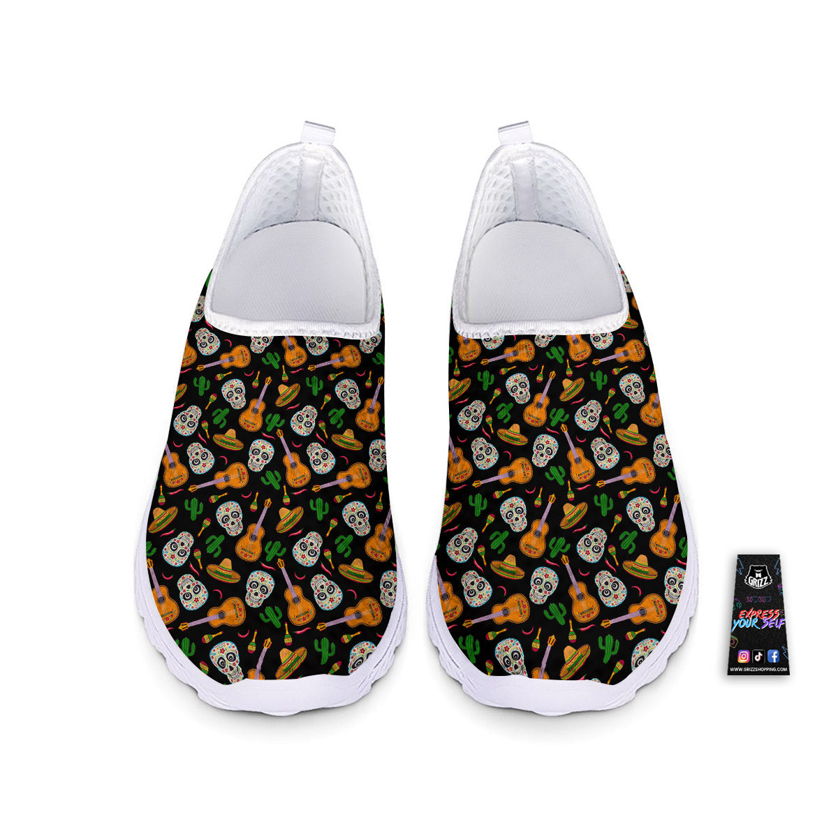 Cinco de Mayo Cartoon Print Pattern Nurse Shoes-grizzshop