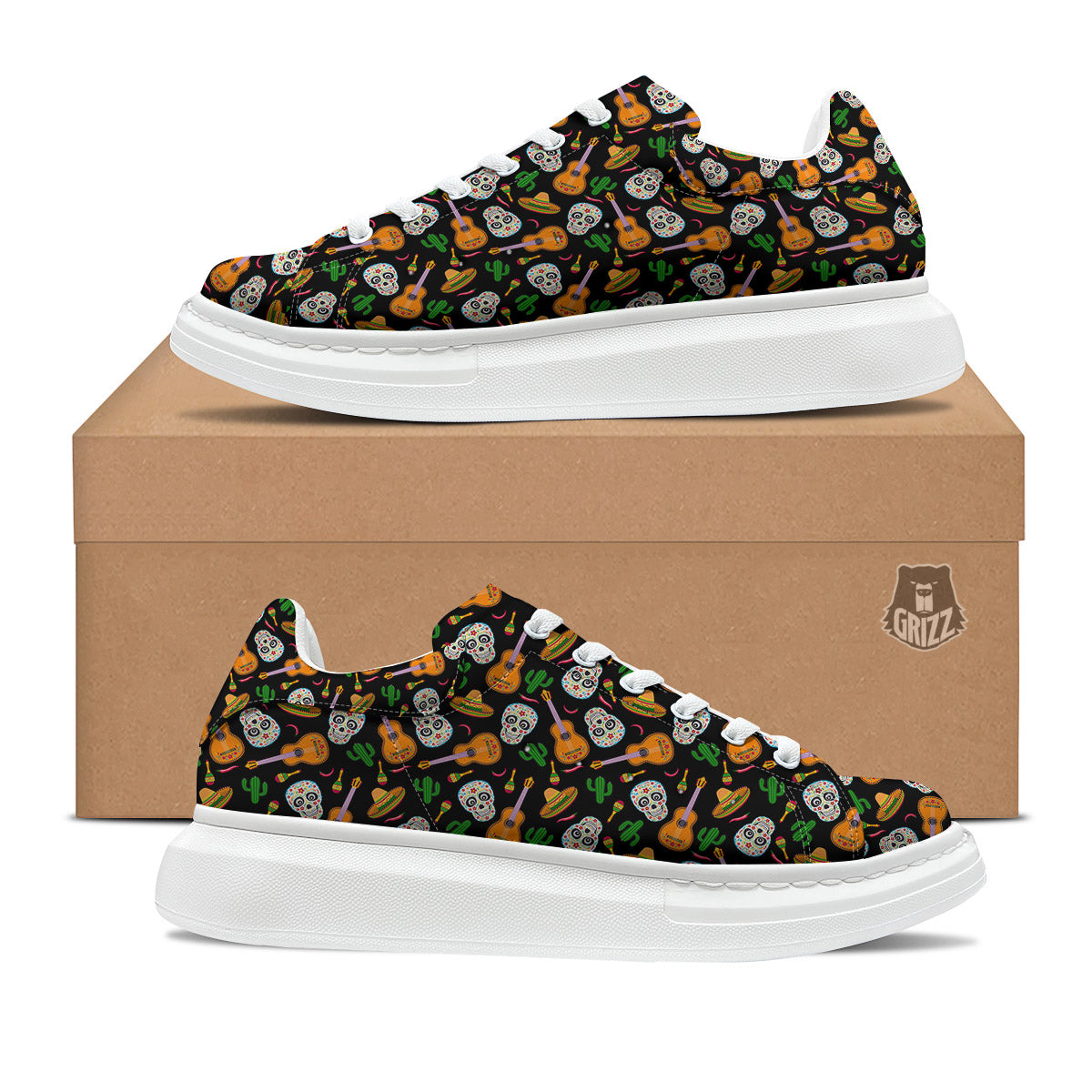 Cinco de Mayo Cartoon Print Pattern Platform Shoes-grizzshop