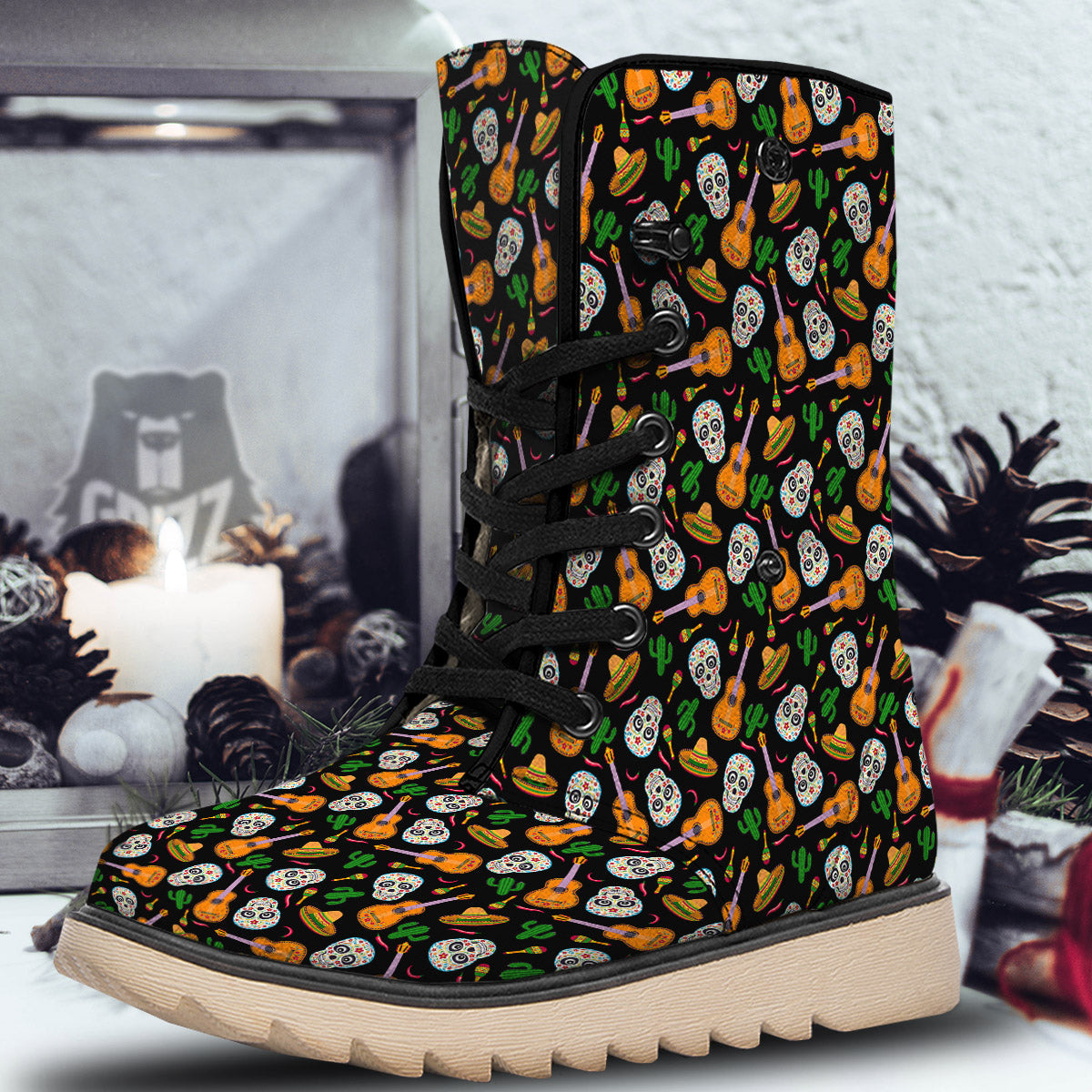 Cinco de Mayo Cartoon Print Pattern Snow Boots-grizzshop