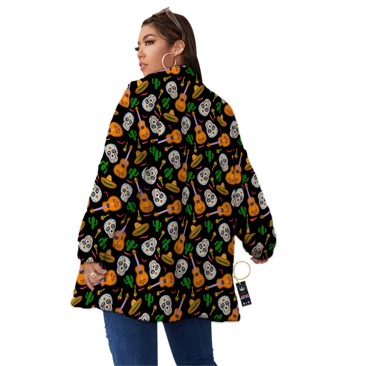 Cinco de Mayo Cartoon Print Pattern Women's Sherpa Jacket-grizzshop
