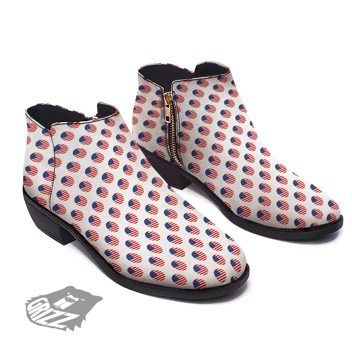 Circle Flag American Print Pattern Ankle Boots-grizzshop