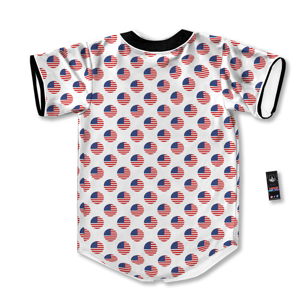 Circle Flag American Print Pattern Baseball Jersey-grizzshop