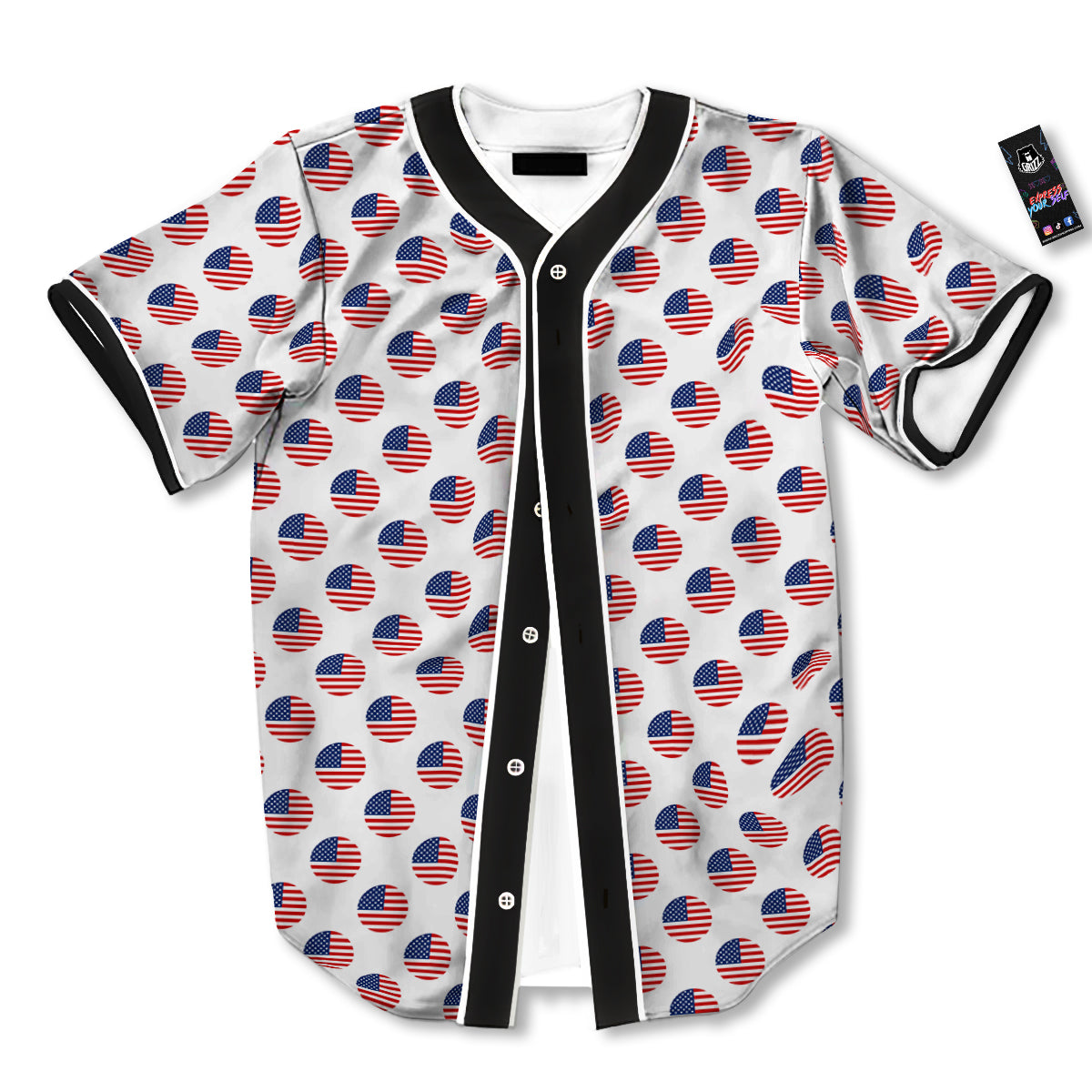 Circle Flag American Print Pattern Baseball Jersey-grizzshop