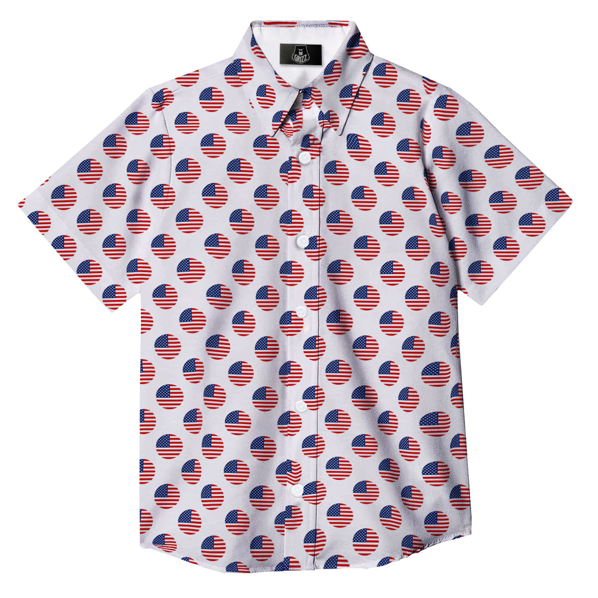 Circle Flag American Print Pattern Button Up Shirt-grizzshop