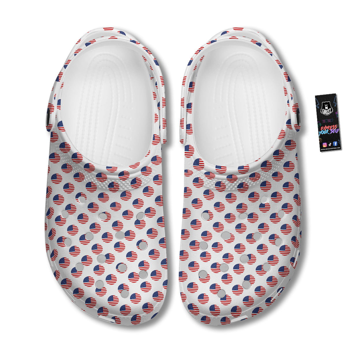 Circle Flag American Print Pattern Clog-grizzshop