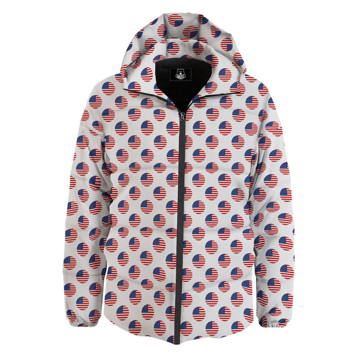 Circle Flag American Print Pattern Down Jacket-grizzshop