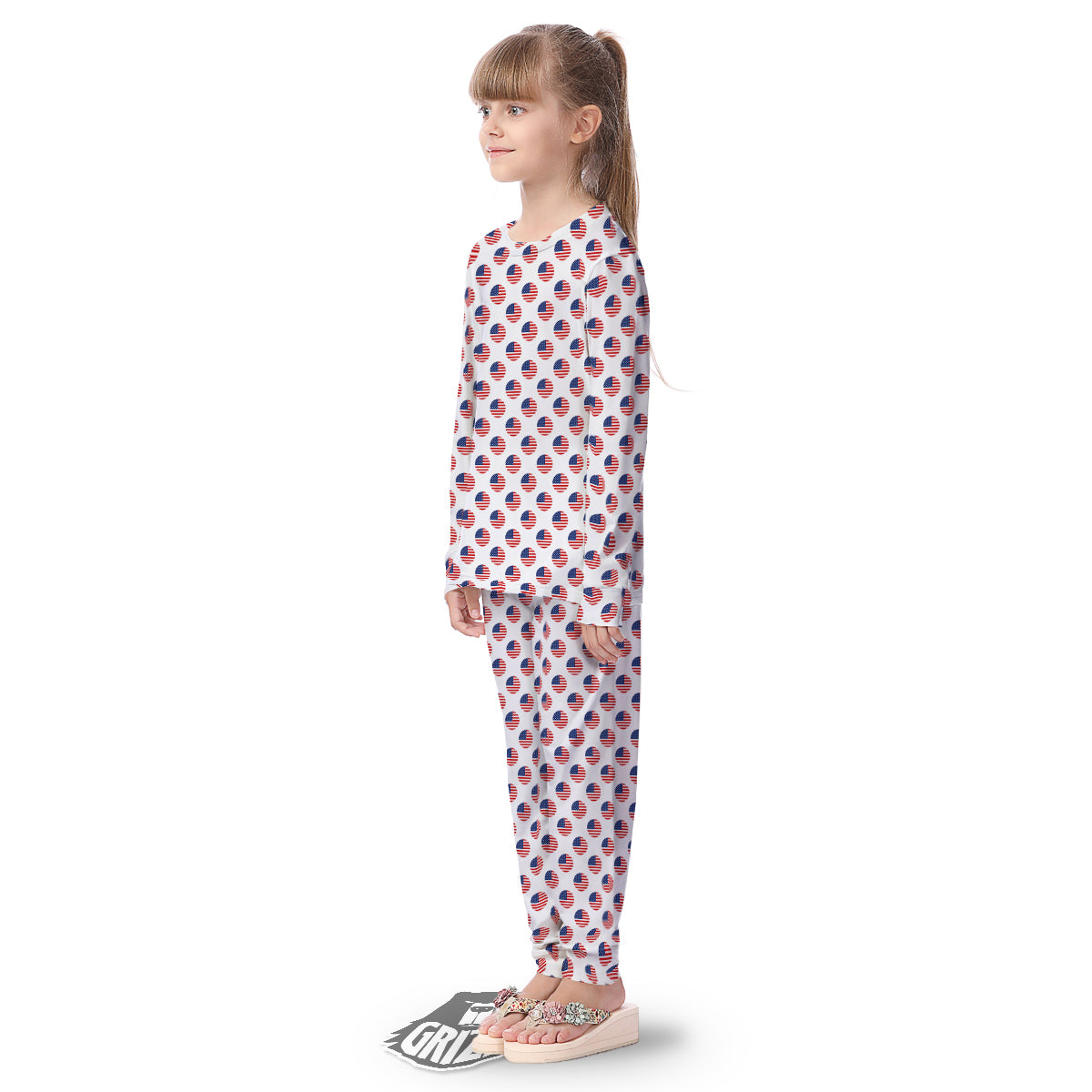 Circle Flag American Print Pattern Kid's Pajamas-grizzshop