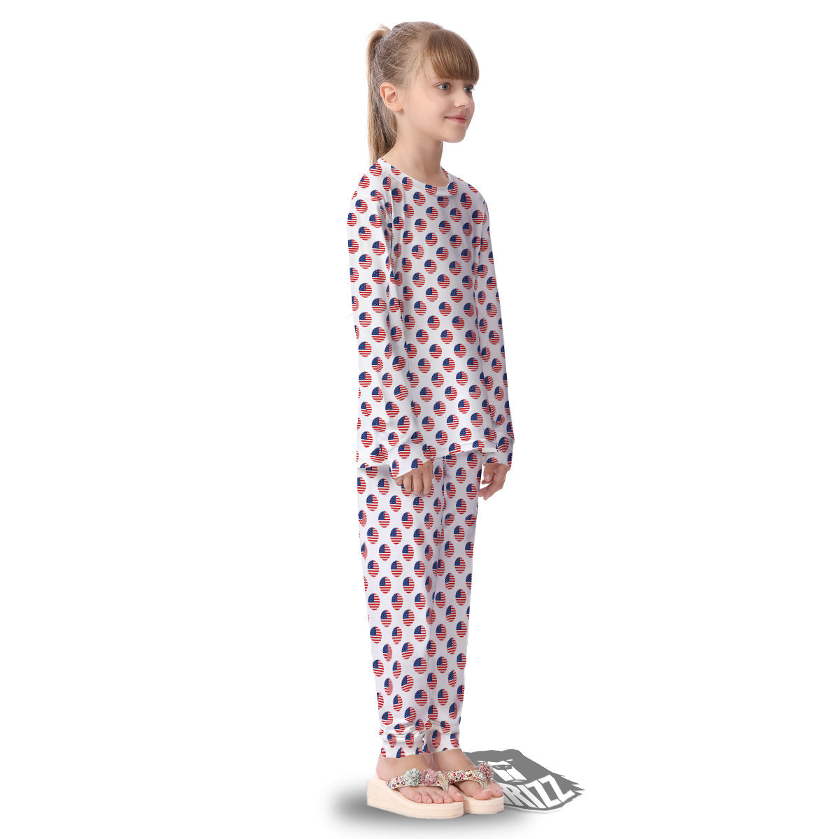 Circle Flag American Print Pattern Kid's Pajamas-grizzshop