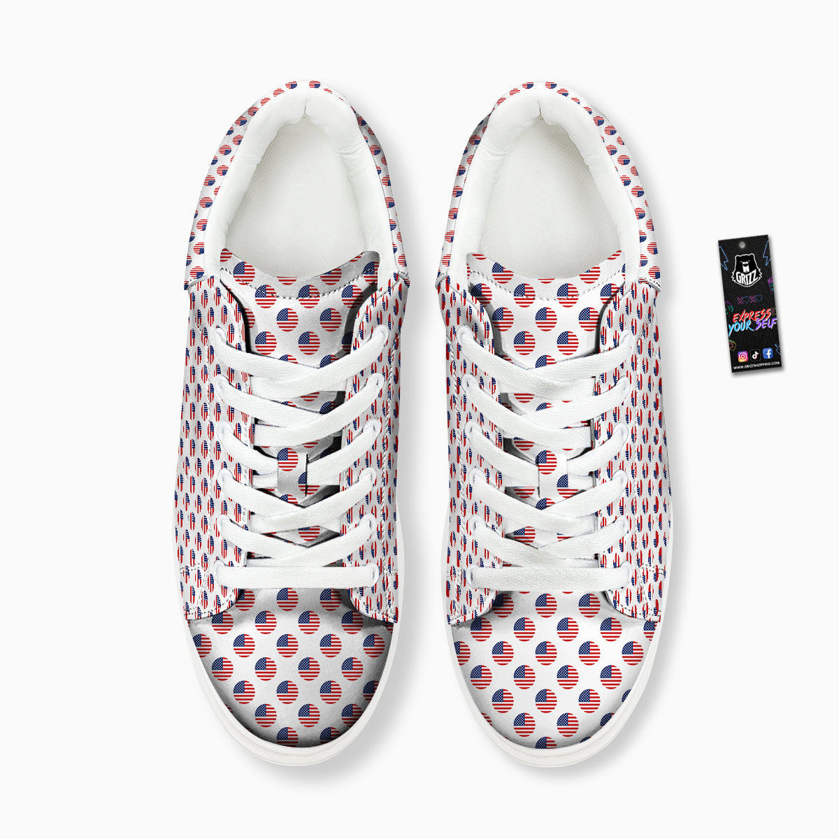 Circle Flag American Print Pattern Platform Shoes-grizzshop