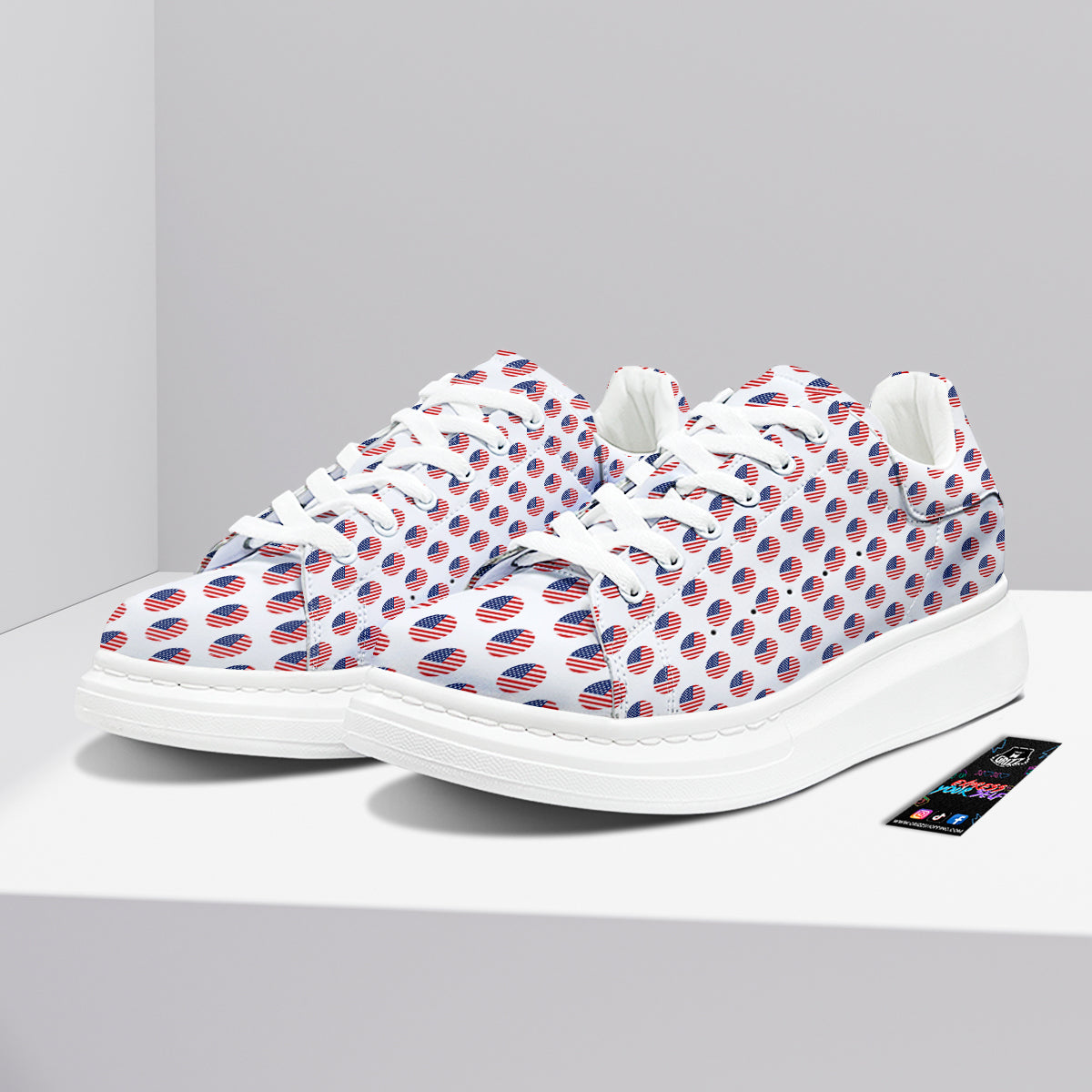 Circle Flag American Print Pattern Platform Shoes-grizzshop