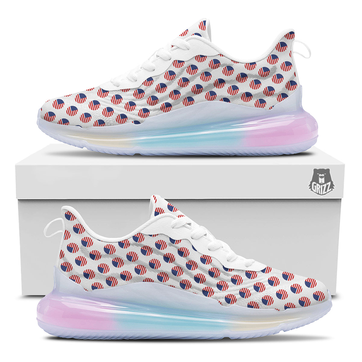 Circle Flag American Print Pattern Running Sneakers-grizzshop