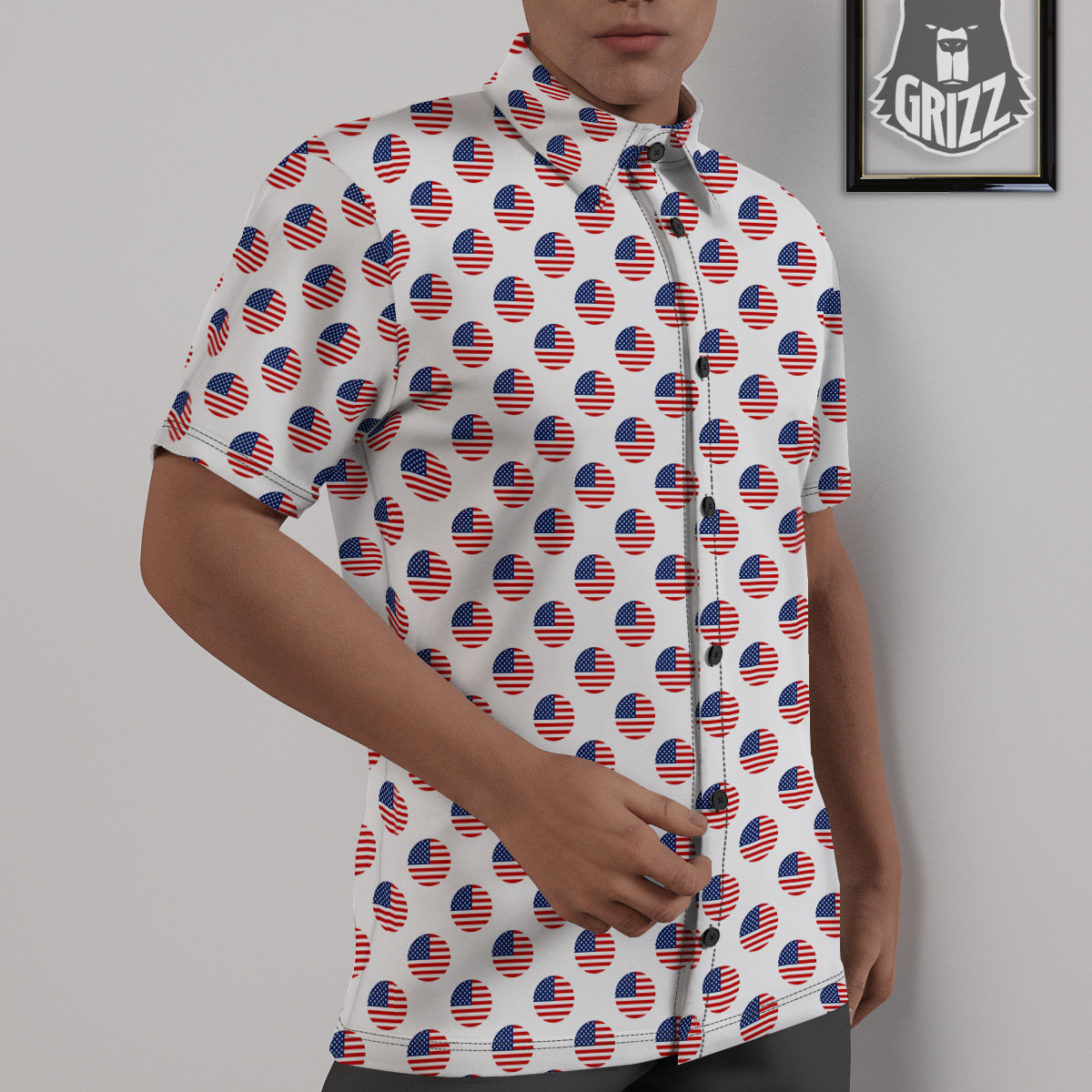 Circle Flag American Print Pattern Untucked Shirts-grizzshop