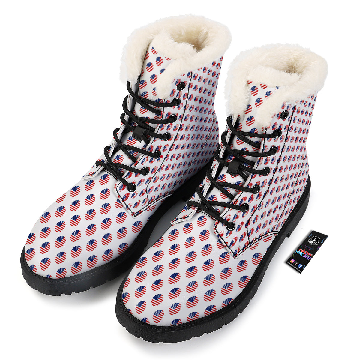 Circle Flag American Print Pattern Winter Boots-grizzshop