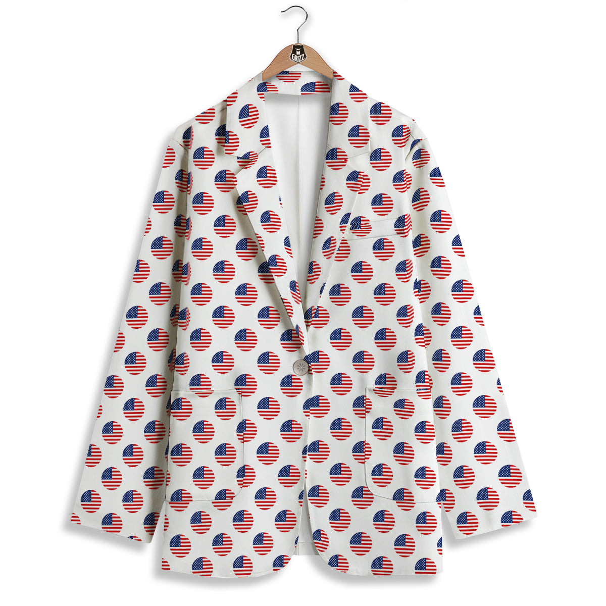 Circle Flag American Print Pattern Women's Blazer-grizzshop
