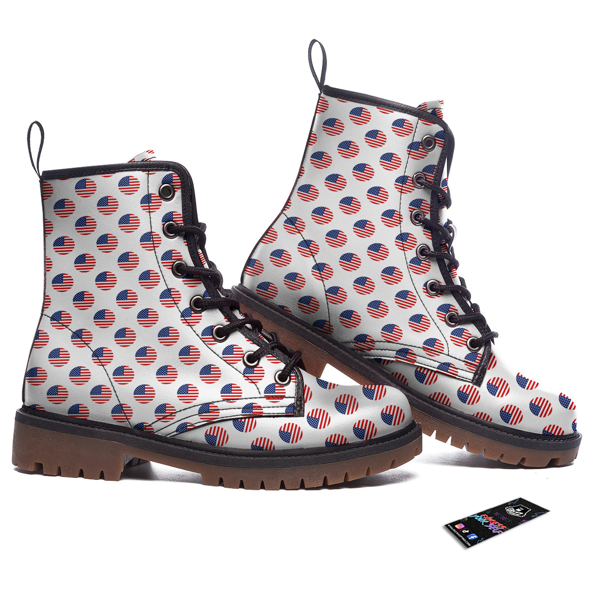 Circle Flag American Print Pattern Work Boots-grizzshop
